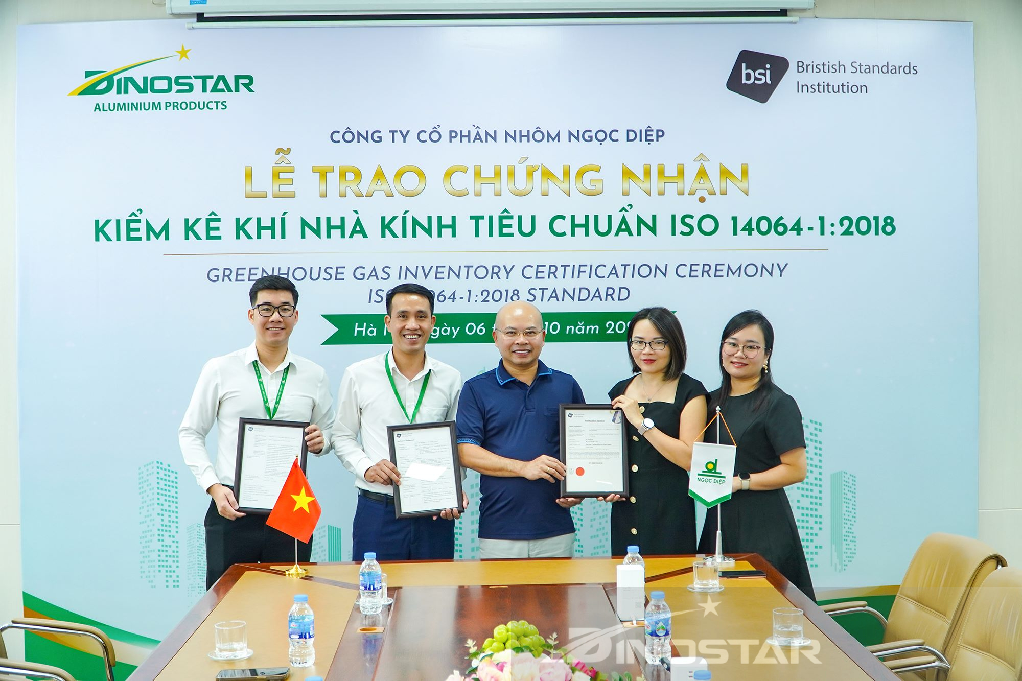 Nhôm Dinostar chính thức nhận Chứng nhận kiểm kê khí nhà kính theo tiêu chuẩn ISO 14064-1:2018 từ BSI