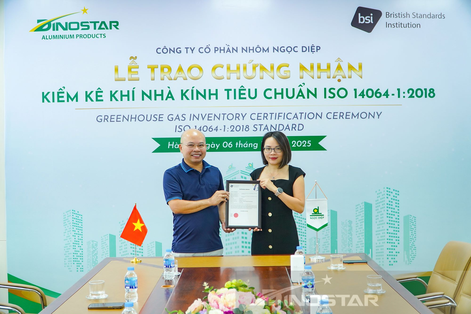Nhôm Dinostar chính thức nhận Chứng nhận kiểm kê khí nhà kính theo tiêu chuẩn ISO 14064-1:2018 từ BSI