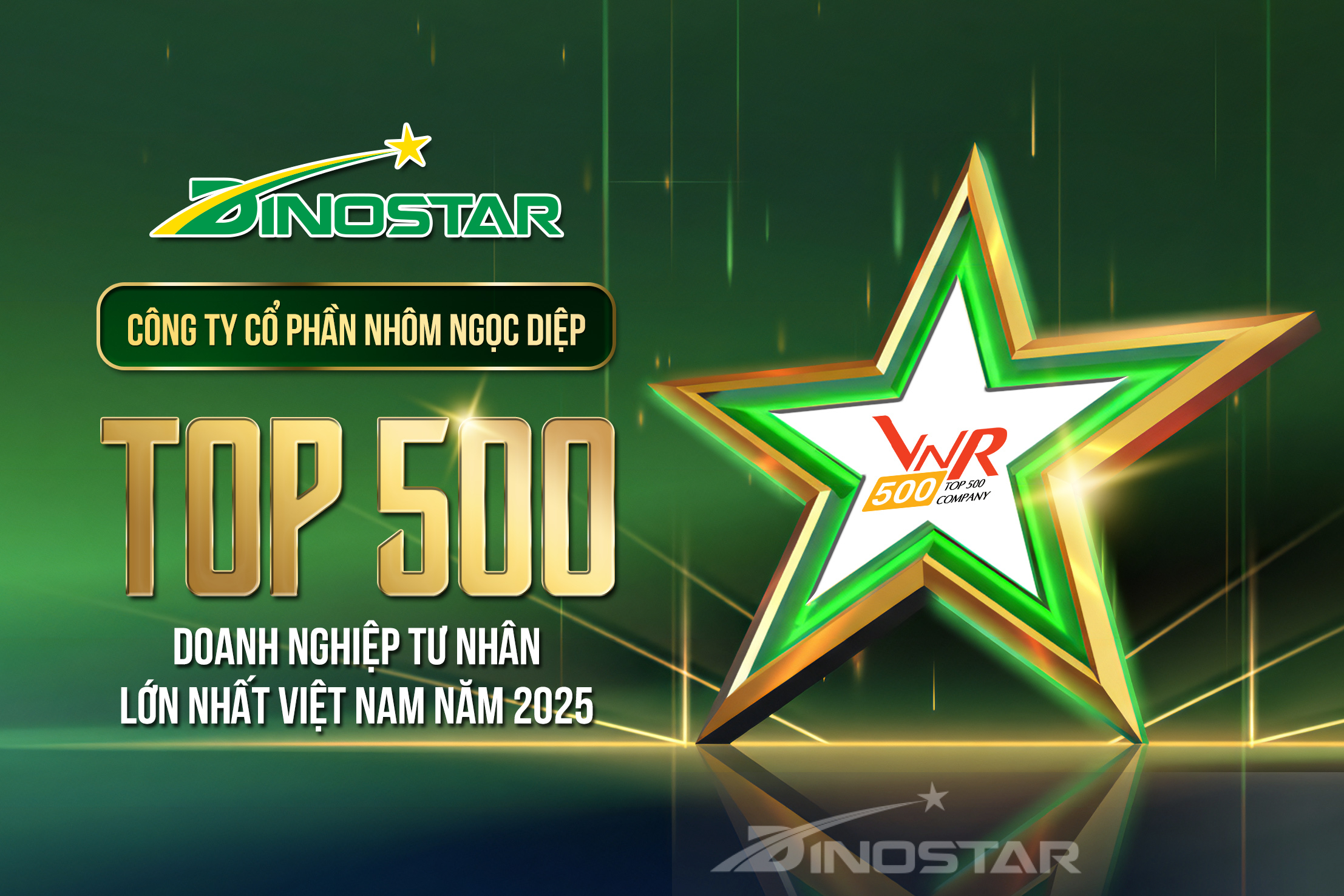 Nhôm DINOSTAR bứt tốc toàn diện – Thăng 43 hạng trong Top 500 doanh nghiệp tư nhân lớn nhất Việt Nam 2025