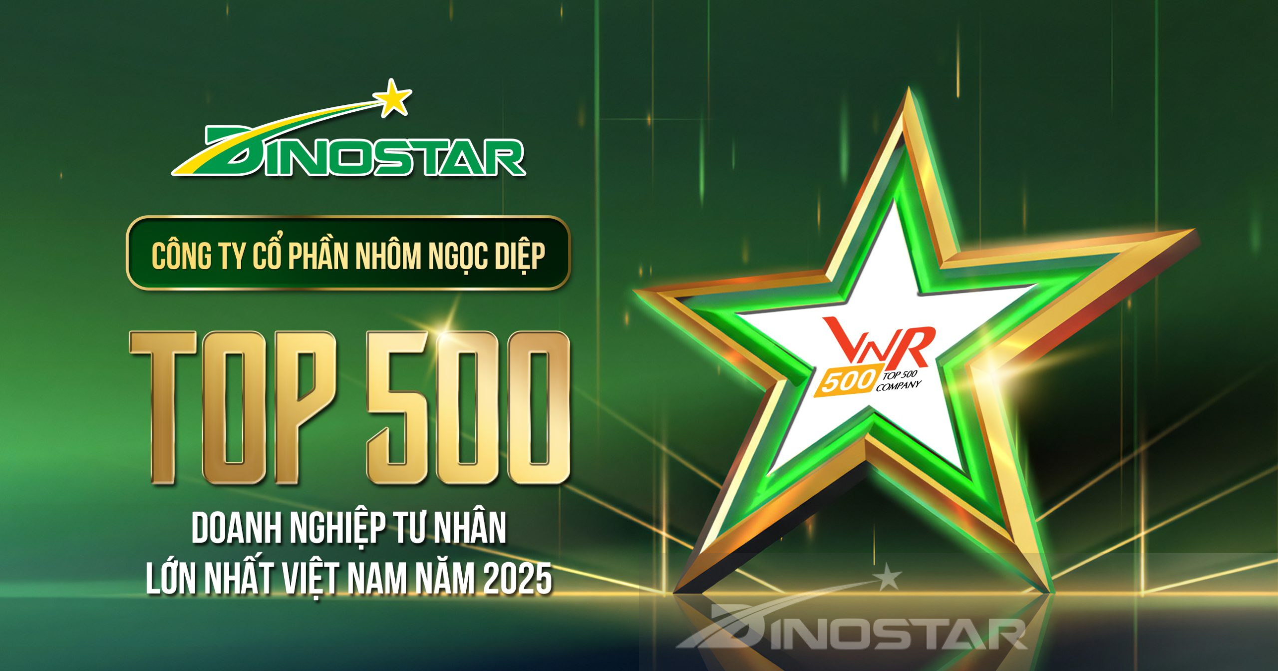 Nhôm DINOSTAR bứt tốc toàn diện – Thăng 43 hạng trong Top 500 doanh nghiệp tư nhân lớn nhất Việt Nam 2025